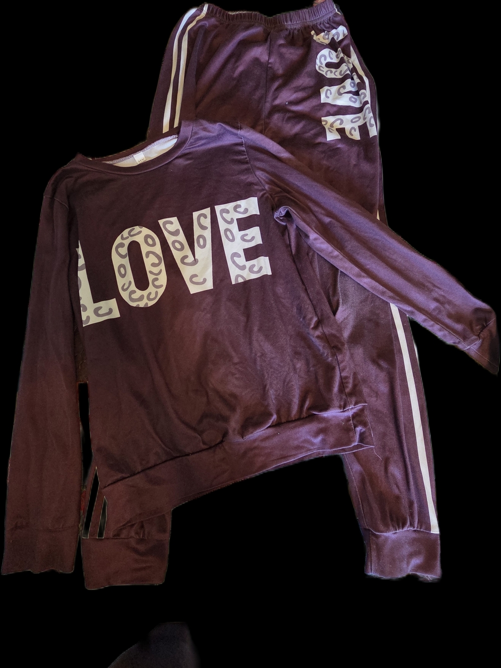 SHEIN Kids Purple LOVE Pullover and Jogger Set